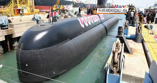 The Indonesia Navy's Nagapasa (DSME 209/1400)-class submarine KRI Ardadedali during its handover ceremony