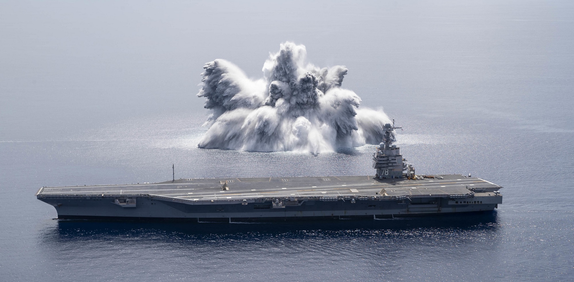 US Navy USS Gerald R. Ford (CVN 78) Completes First Full Ship Shock Trial Event