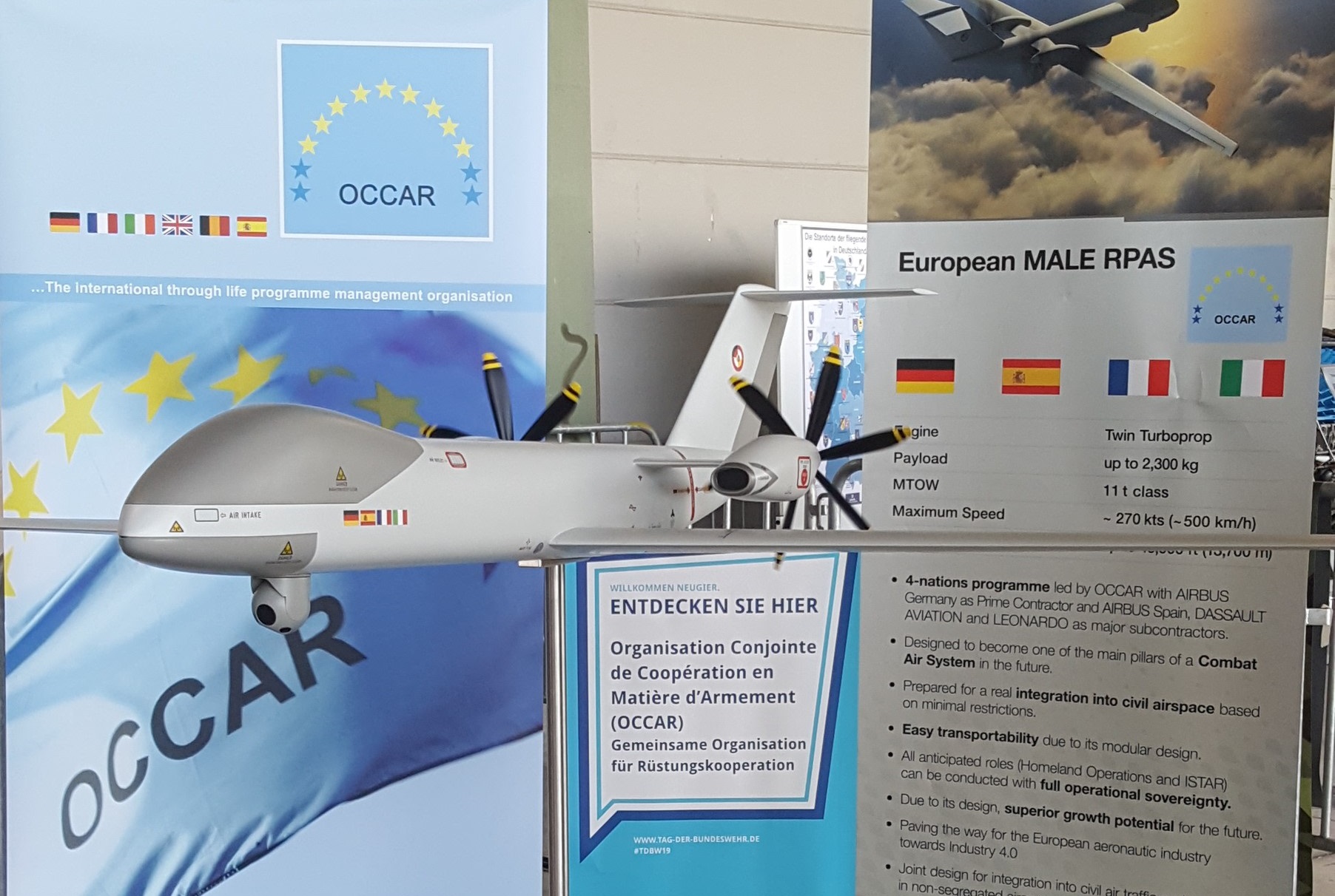 The European Medium Altitude Long Endurance Remotely Piloted Aircraft System (MALE RPAS) is a twin-turboprop MALE UAV developed by Airbus, Dassault Aviation and Leonardo for Germany, France, Italy and Spain, to be introduced in 2025.