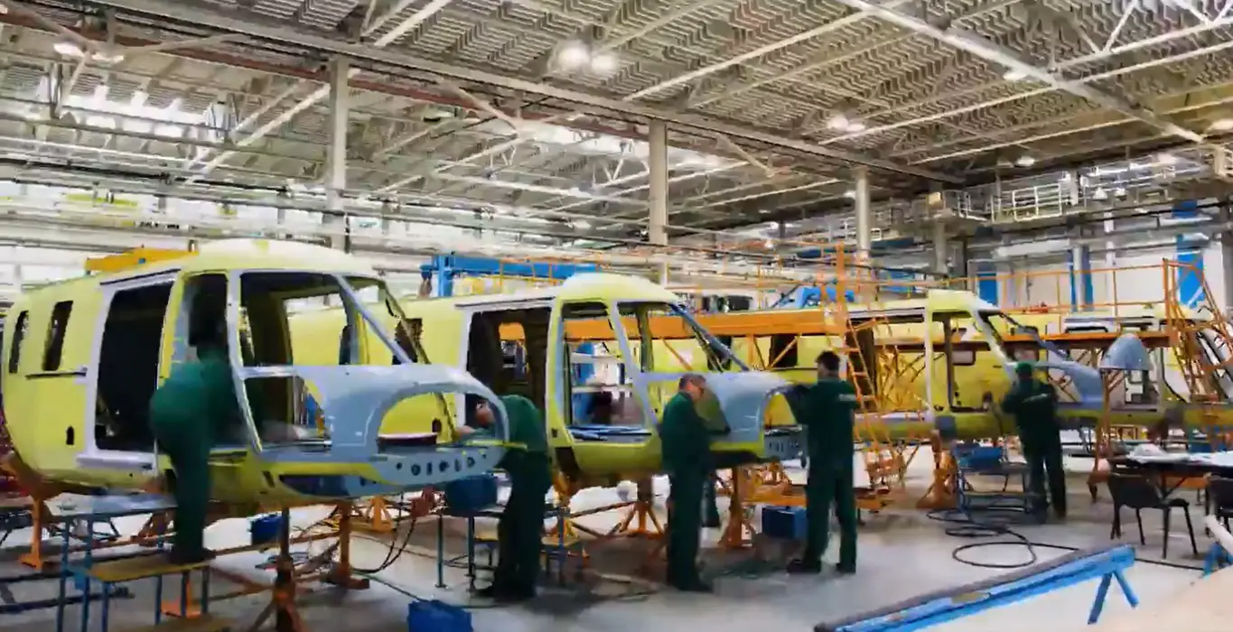 Kazan Ansat Production line in the final assembly shop at Kazan Aviation Plant.