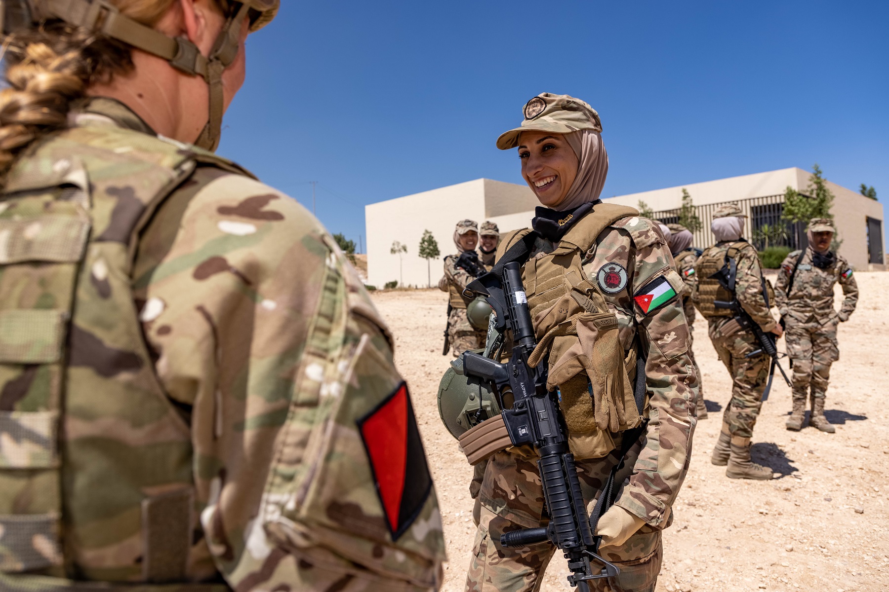 After working with their Jordanian counterparts last week, the British Troops moved south, passing the Dead Sea to link up with their counterparts from the USMC near Aqaba.