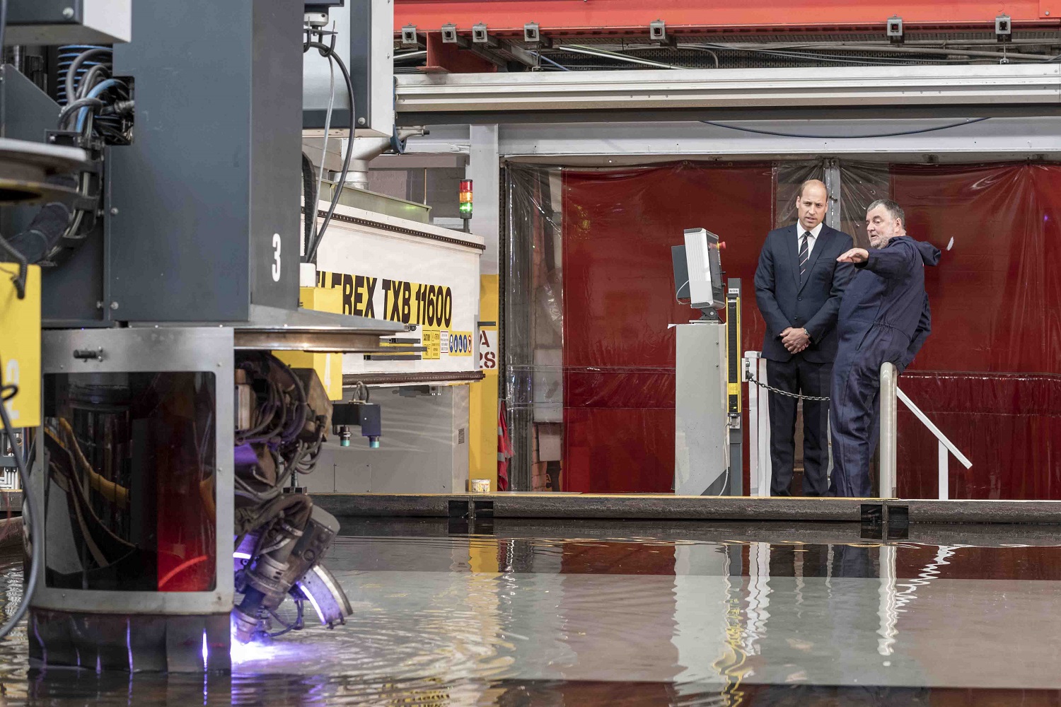 HRH Prince William cut the steel on the new Royal Navy Third Type 26 Frigate HMS Belfast on Tuesday