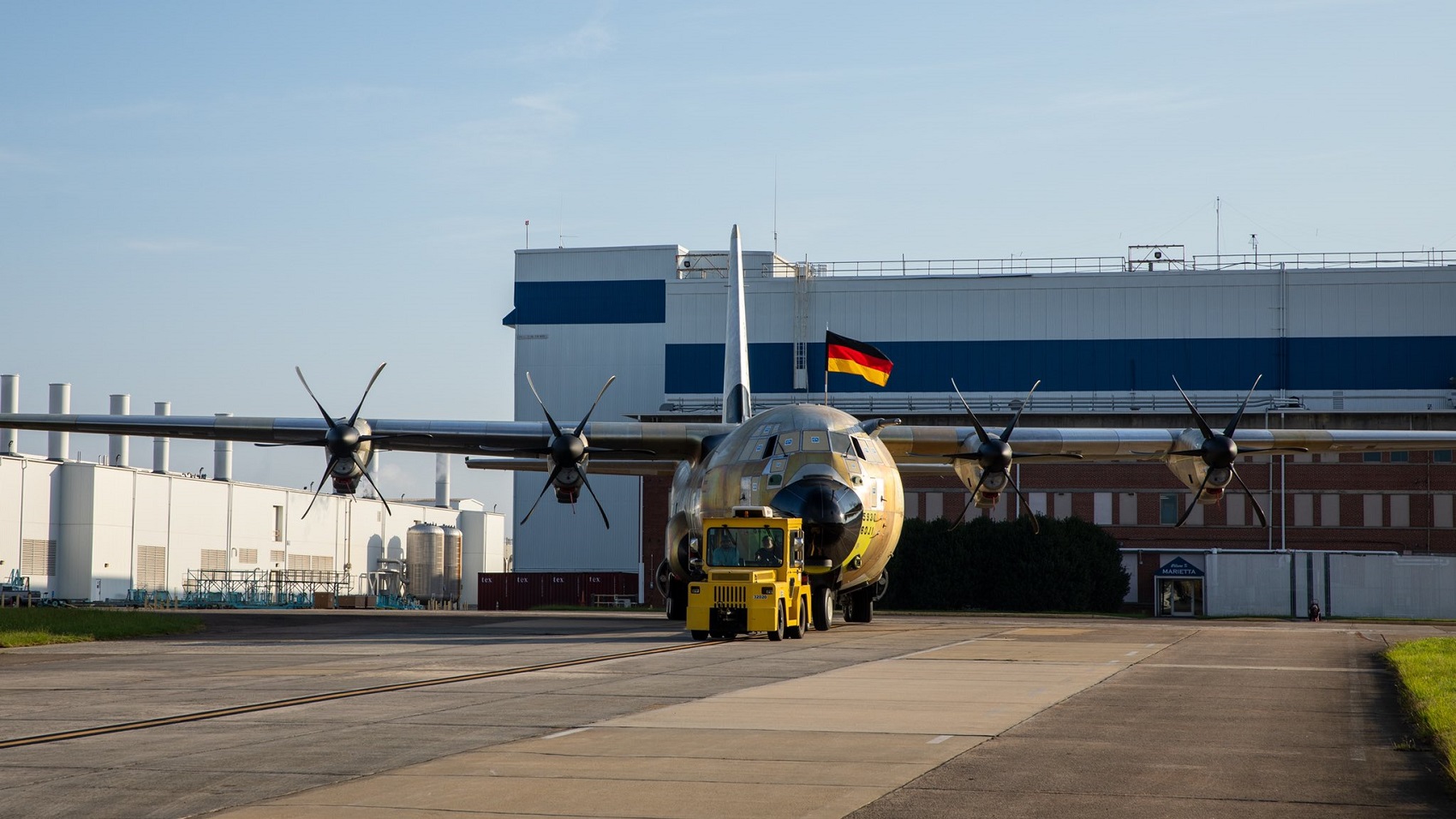 Lockheed Martin Rollout of the German Air Force C-130J Super Hercules Military Transport