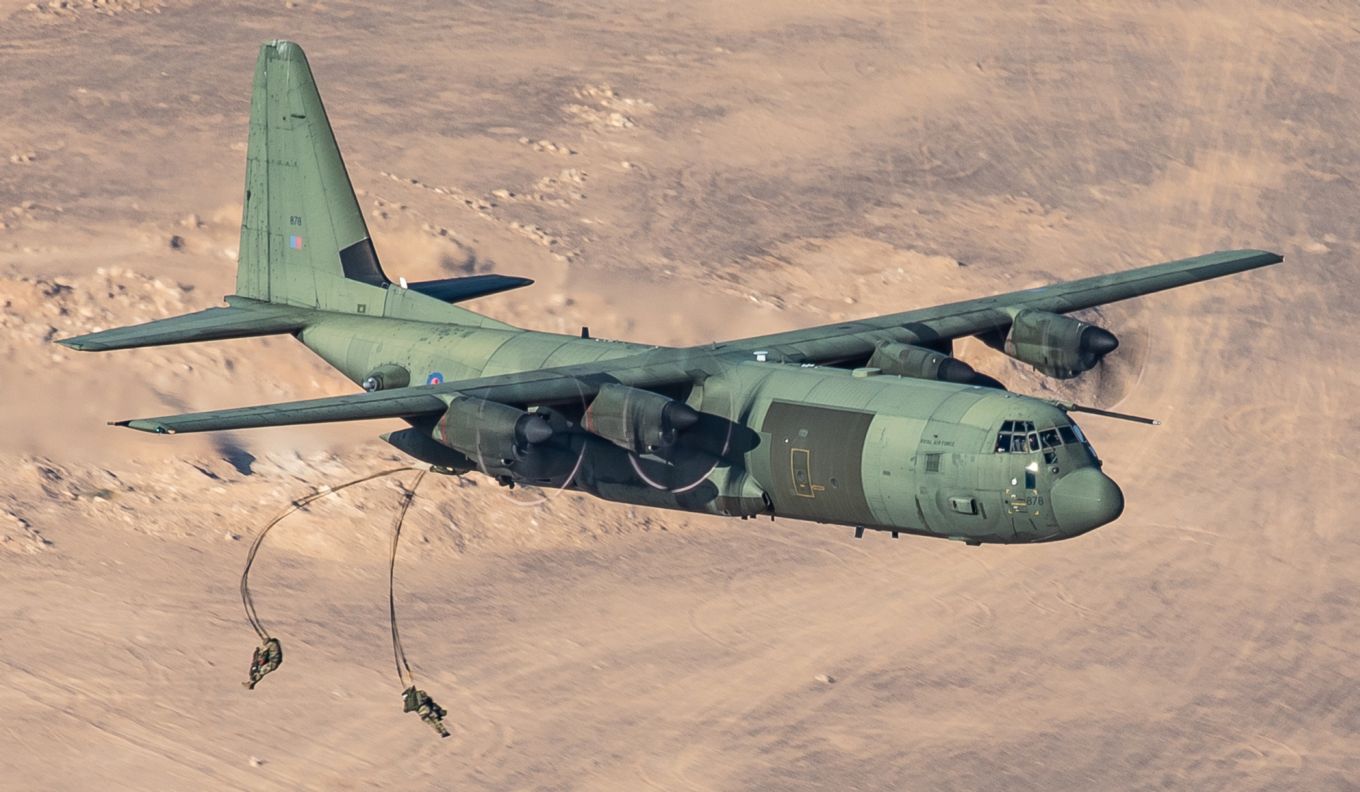Royal Air Force C-130J Hercules Demonstrate UK Air Power During Exercise over Jordan