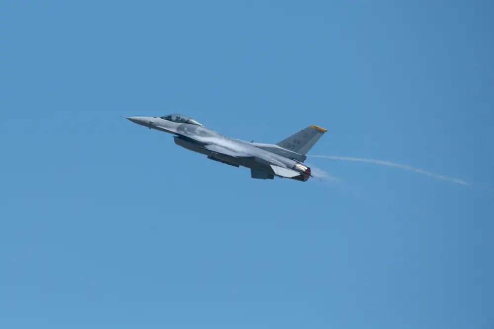 U.S. Air Force Maj. Josiah "Sirius" Gaffney demonstrates the raw power and maneuverability during a PACAF F-16 Demonstration Team practice show at Misawa Air Base, July 21, 2021.