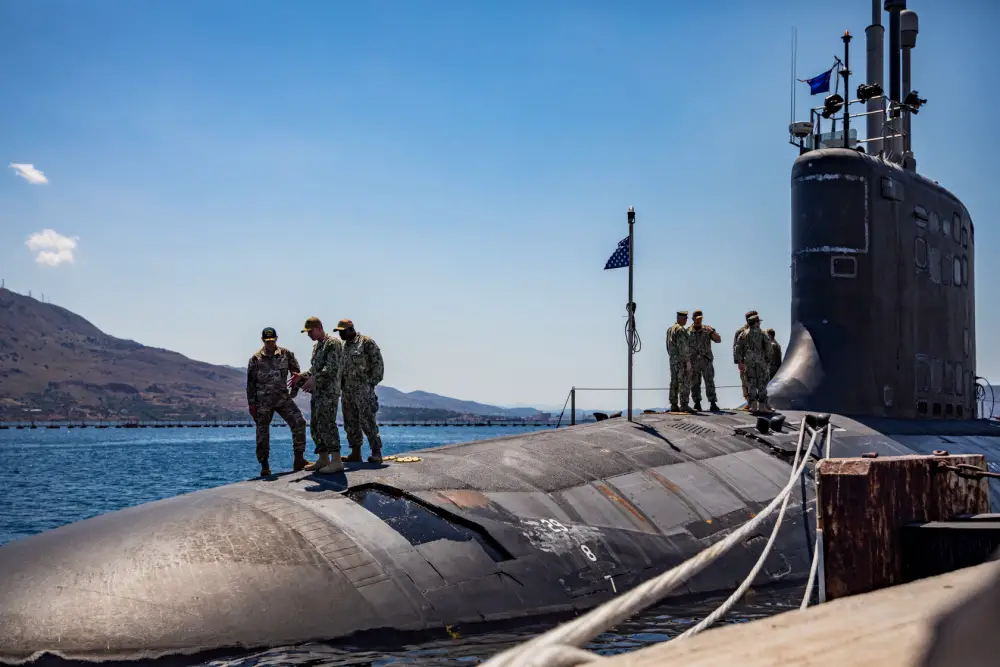 Major General Tabor, Commanding General of Special Operations Command Europe, visits the USS New Mexico (SSN-779) in Souda Bay, Greece during a joint training with U.S. Navy SEALs. 