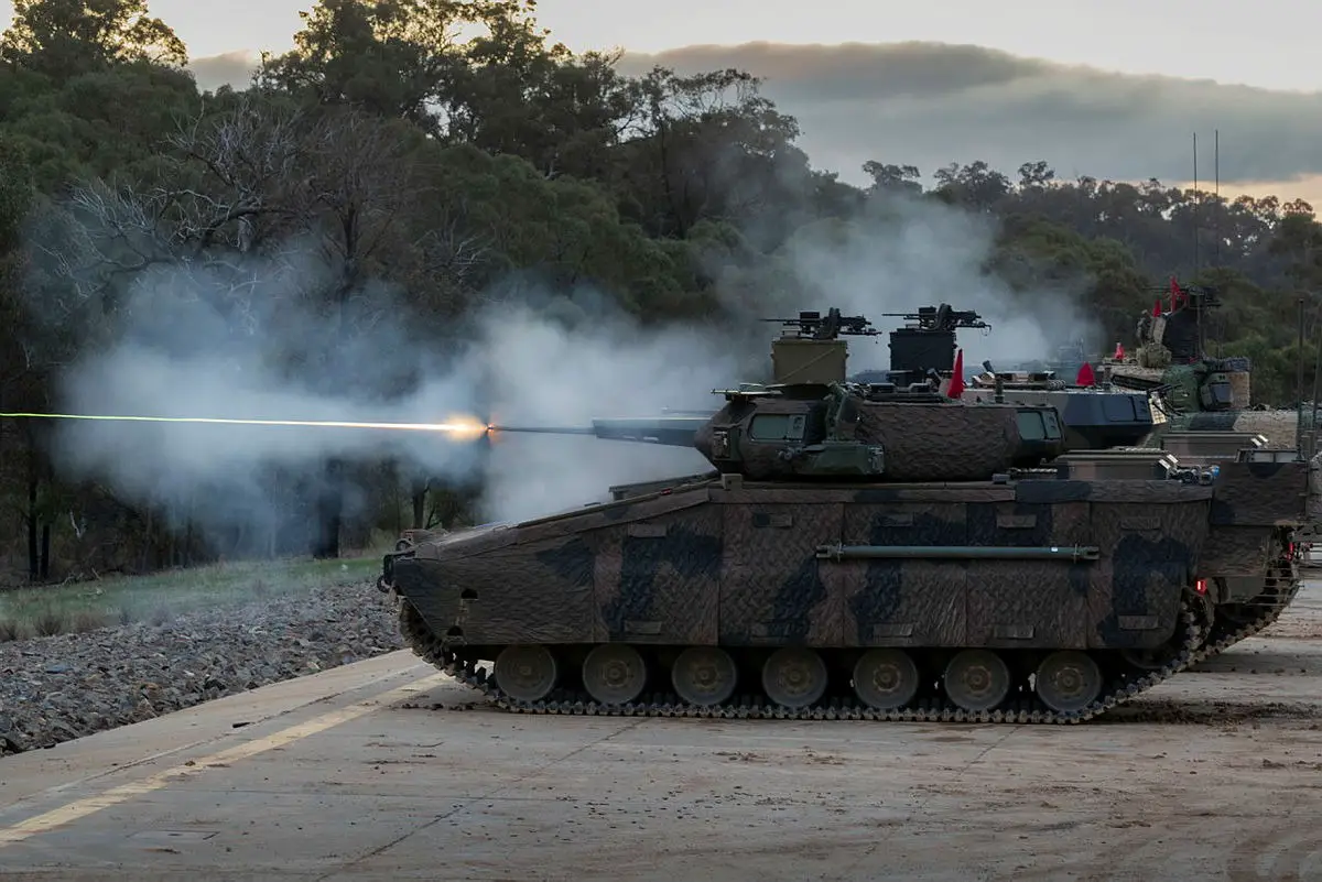 Hanwha Defense Australia Redback Infantry Fighting Vehicles conduct a live fire demonstration during LAND 400 Phase 3 user evaluation trials at Puckapunyal Military Area, Victoria.
