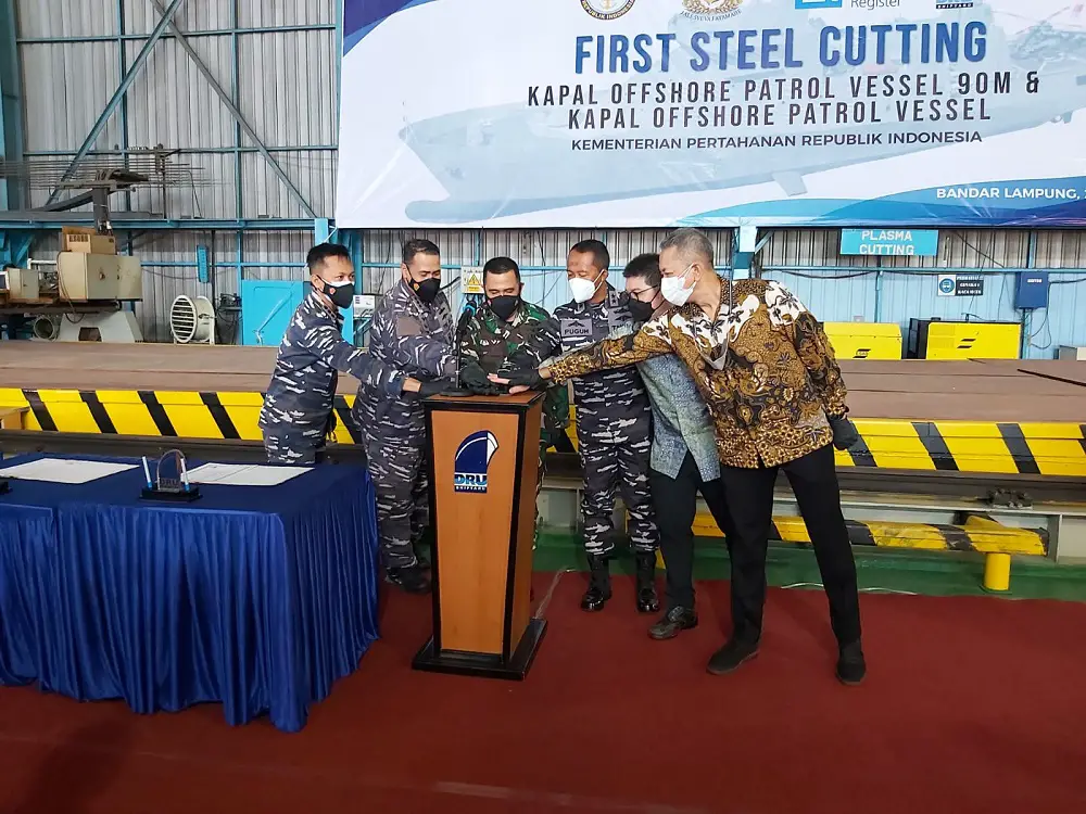 DRU Shipyard Cuts First Steel on Indonesian Navy’s Offshore Patrol Vessels (OPV)