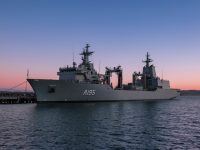 Royal Australian Navy HMAS Supply (A195) Conducts First Replenishment at Sea