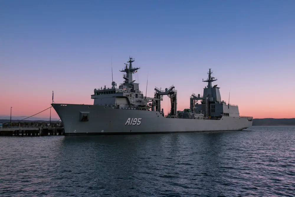 Royal Australian Navy HMAS Supply (A195) Conducts First Replenishment at Sea