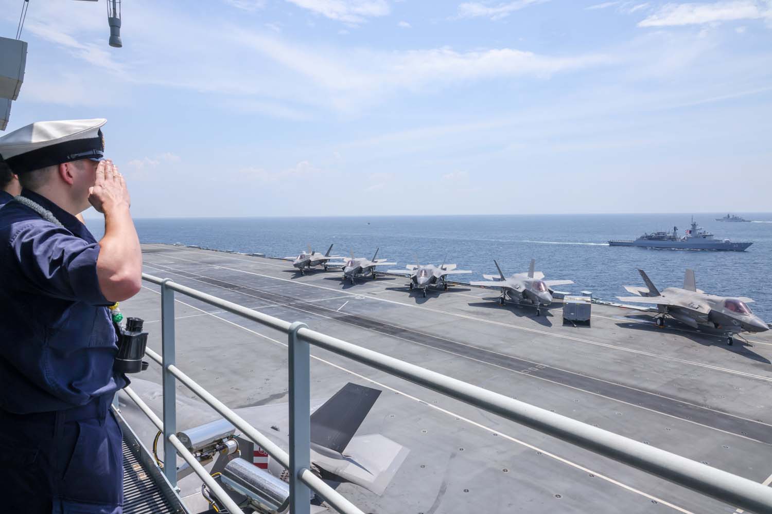 Royal Navy Carrier Strike Group Sails with Three Navies Near Strait of Malacca