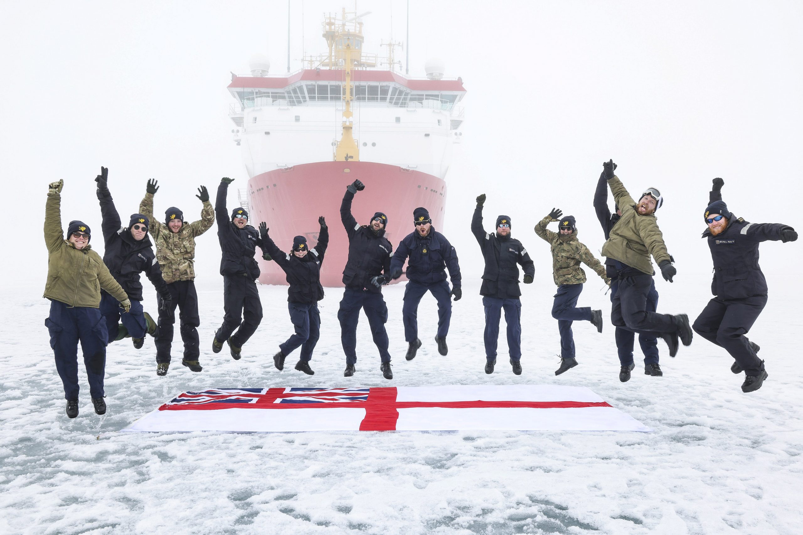 HMS Protector's Hydrographic department on the ice.
