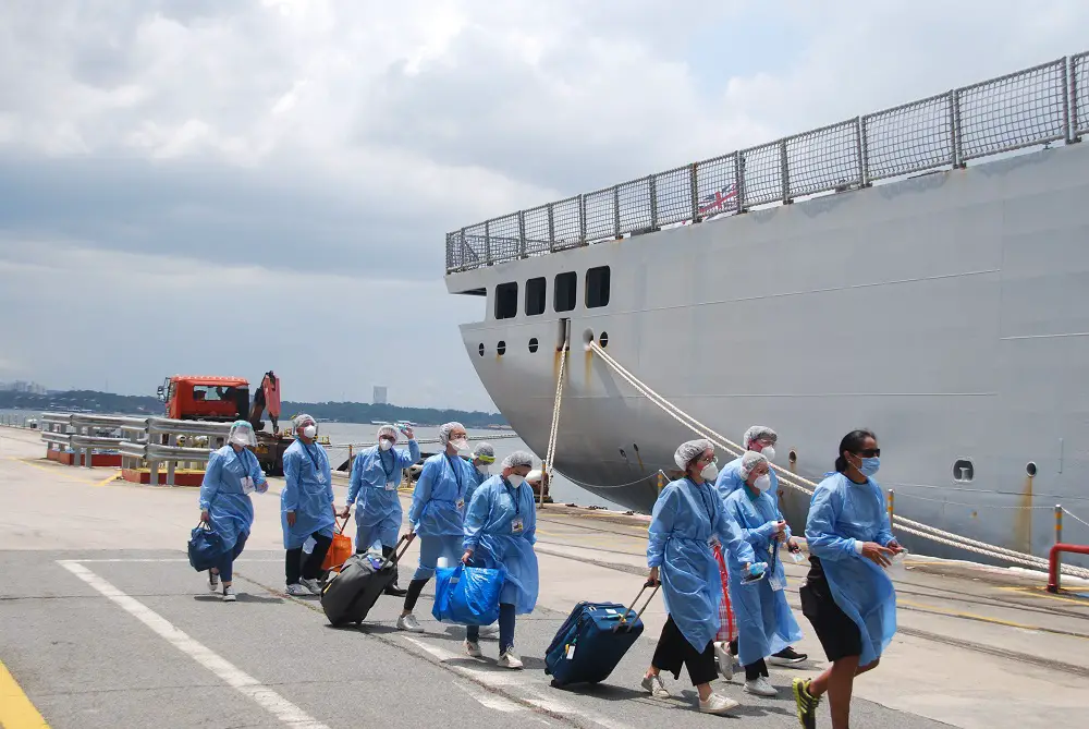 HMNZS Canterbury arrived at Sembawang this week. A team of medical staff conducted COVID-19 testing on the crew - who all returned negative tests. The ship will soon sail down to the shipyard in the Benoir Sector where refurbishment will begin. 