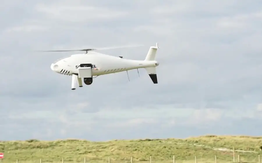 Schiebel lands Cam Copter S-100 after a test flight at Benbecula Rangehead.