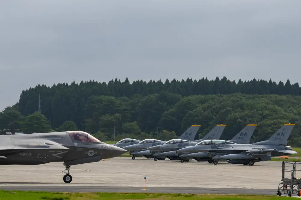  An F-35B Lightning II, assigned to the "Green Knights" of Marine Fighter Attack Squadron VMFA-121, prepares to launch at Misawa Air Base. 