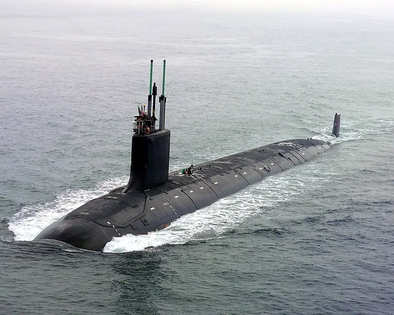 Groton, Conn. (July 30, 2004) - The nation’s newest and most advanced nuclear-powered attack submarine and the lead ship of its class, PCU Virginia (SSN 774) returns to the General Dynamics Electric Boat shipyard following the successful completion of its first voyage in open seas called "alpha" sea trials. 