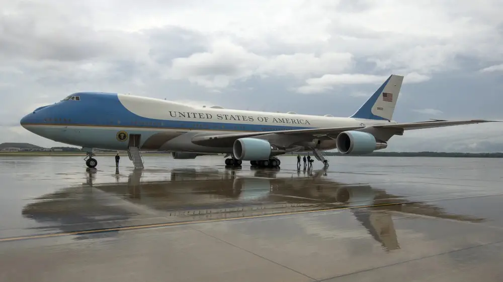 The U.S. Air Force VC-25A aircraft, better known as Air Force One, and its crew standby for the arrival of President at Joint Base Andrews, Maryland 2020.