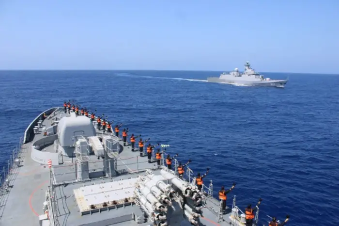Indian Navy INS Tabar Conducts Naval Exercises with Algerian National Navy Adhafer class Ezzadjer