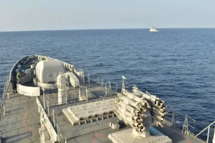 Indian Navy INS Tabar Conducts Naval Exercises with Royal Moroccan Navy Corvette Lieutenant Colonel Errhamani