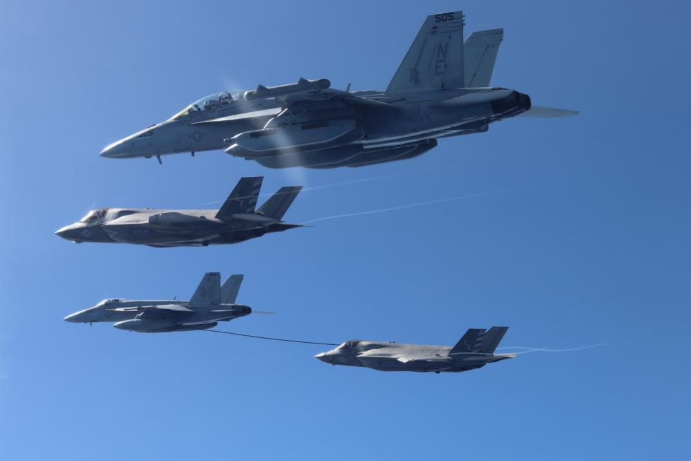 US Navy Carl Vinson Carrier Strike Group and UK Carrier Strike Groups Conduct Fighter Joint Interoperability Flights