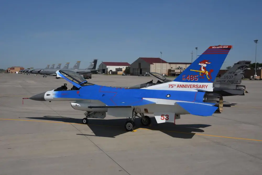 World War II Ace Joe Foss Celebrated with Blue 75th Anniversary F-16 Fighter Aircraft