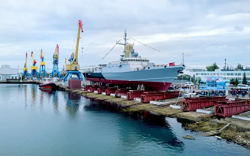  Zaliv Kerch Shipyard Launches Russian Navy's Karakurt-Class Corvette “Askold”