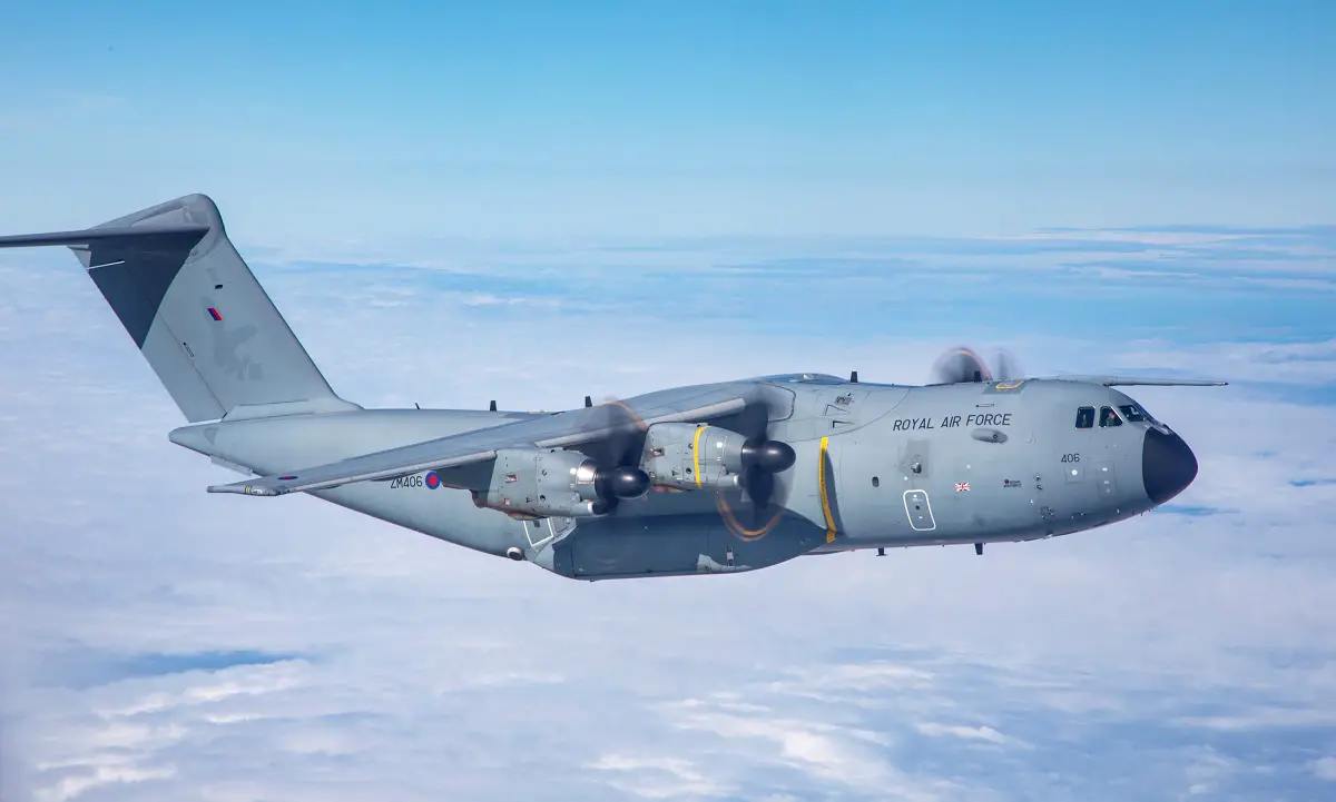 Air-to-air Refuelling First for Royal Air Force A400M Atlas Military Transport Aircraft. 