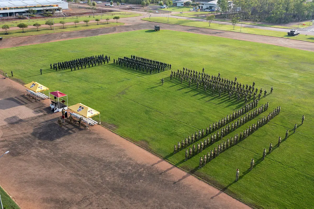Soldiers from the Australian Army and Tentara Nasional Indonesia Angkatan Darat (TNI-AD) during the rehearsal for the opening ceremony of Exercise Wirra Jaya 2021 at Robertson Barracks, NT.