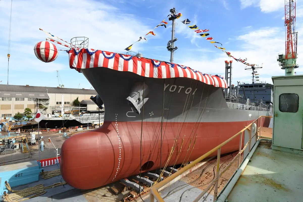Japan Maritime Self Defense Force Launches New Tanker Vessel YOT-01