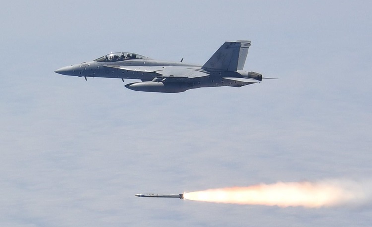 The AARGM-ER is launched from a US Navy F/A-18 during a successful live fire test at Point Mugu Sea Test Range, California.