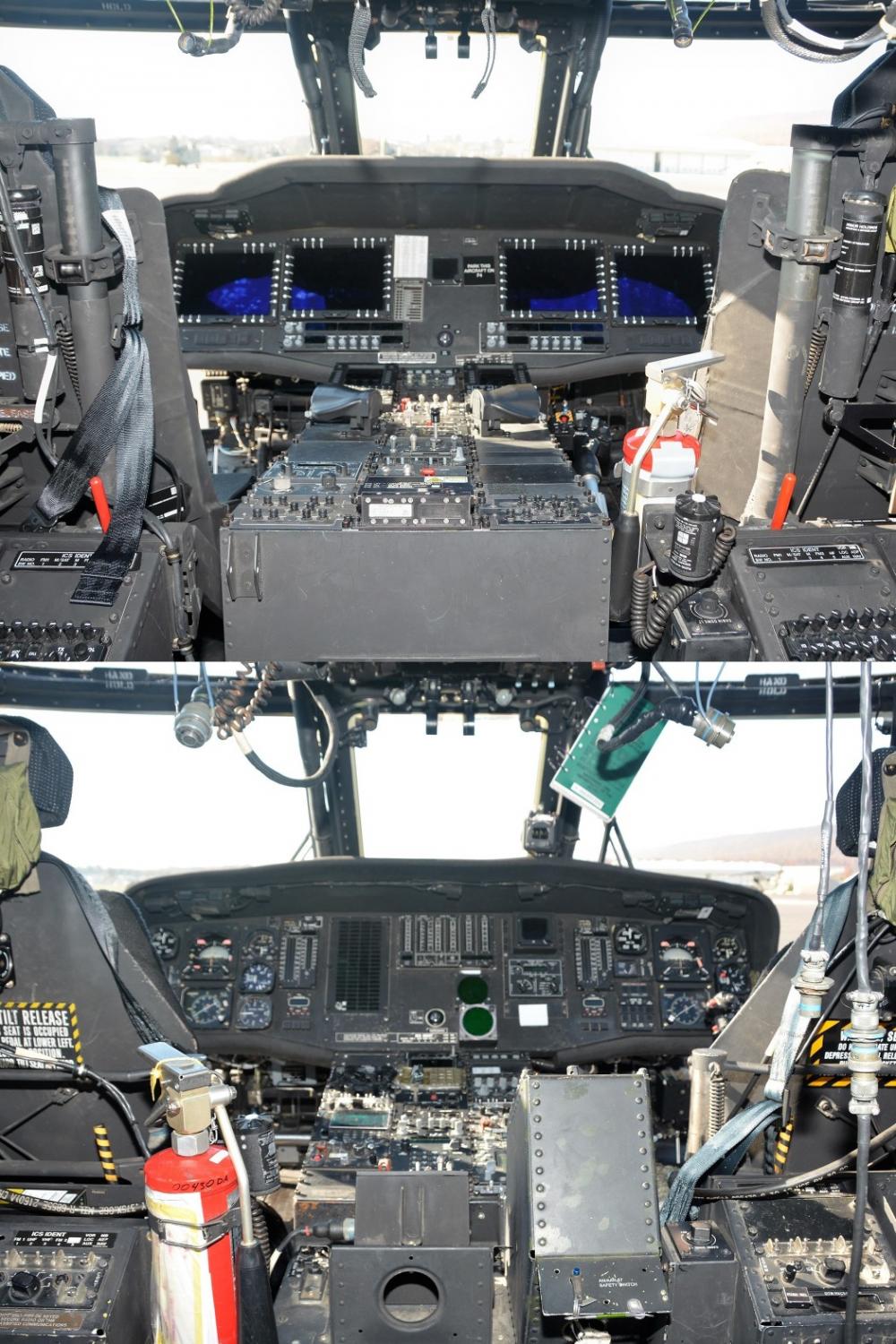 This photo illustration shows the difference between UH-60V Black Hawk helicopter control panel (top) and UH-60L control panel (bottom). 