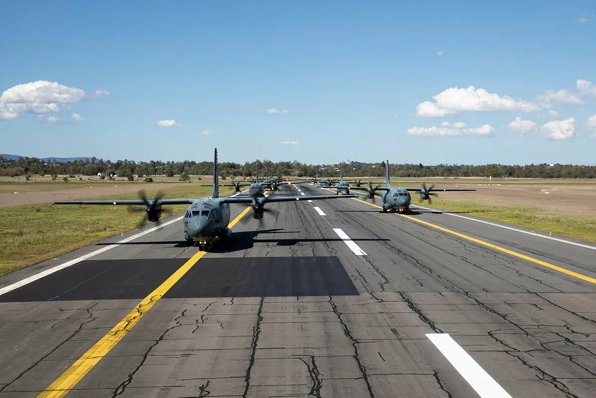 Royal Australian Air Force No. 35 Squadron C-27J Spartan Aircrafts Conducts Elephant Walk