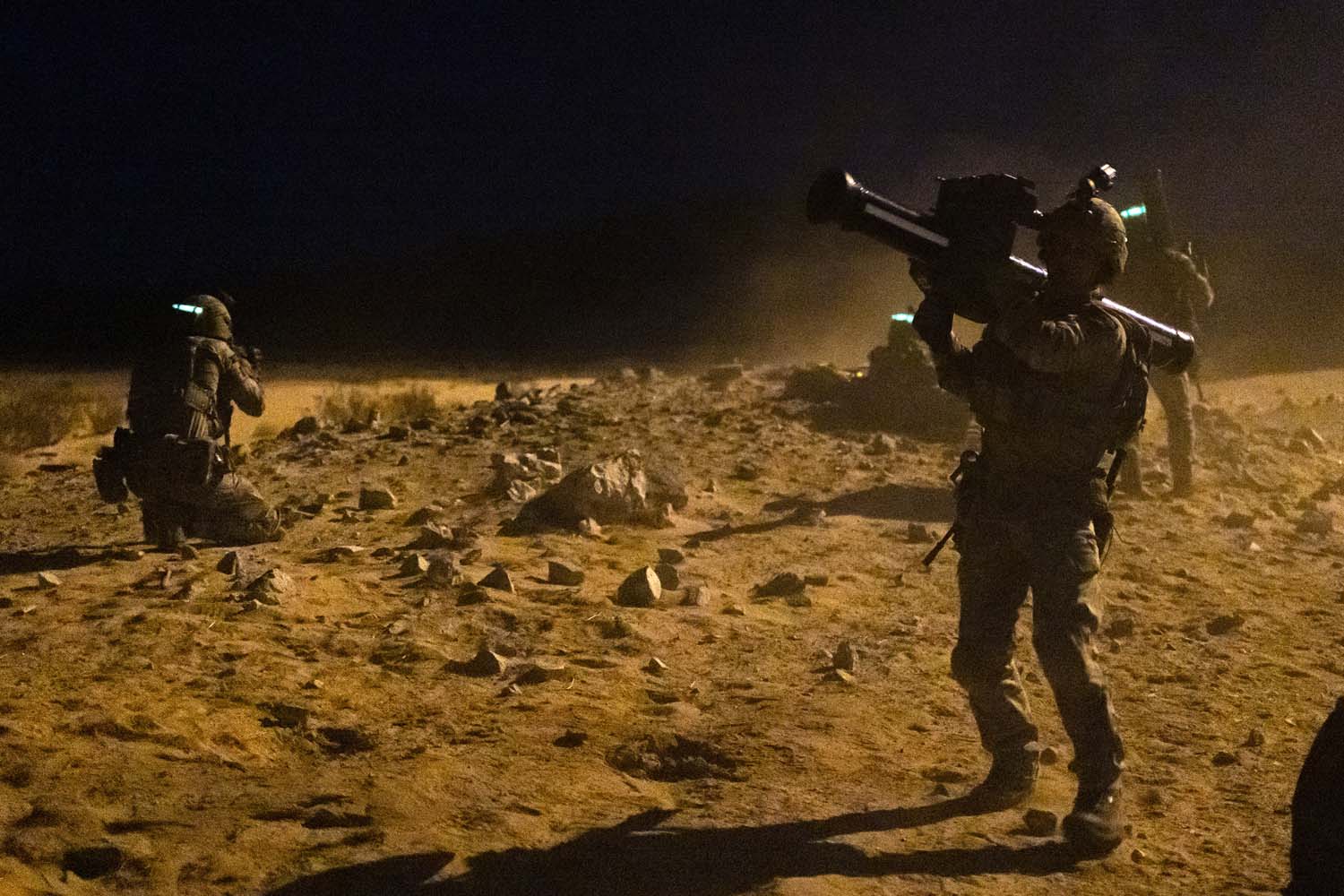 Royal Marines Air Defence Troop of 30 Commando in action in the desert