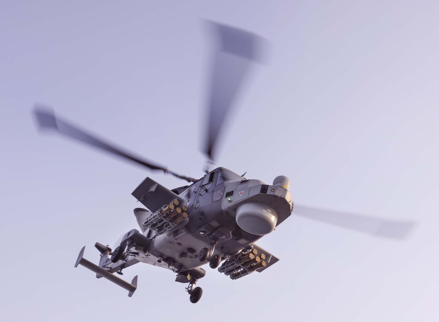 Royal Navy Wildcat HMA Mk2 helicopter firing Martlet lightweight missile 