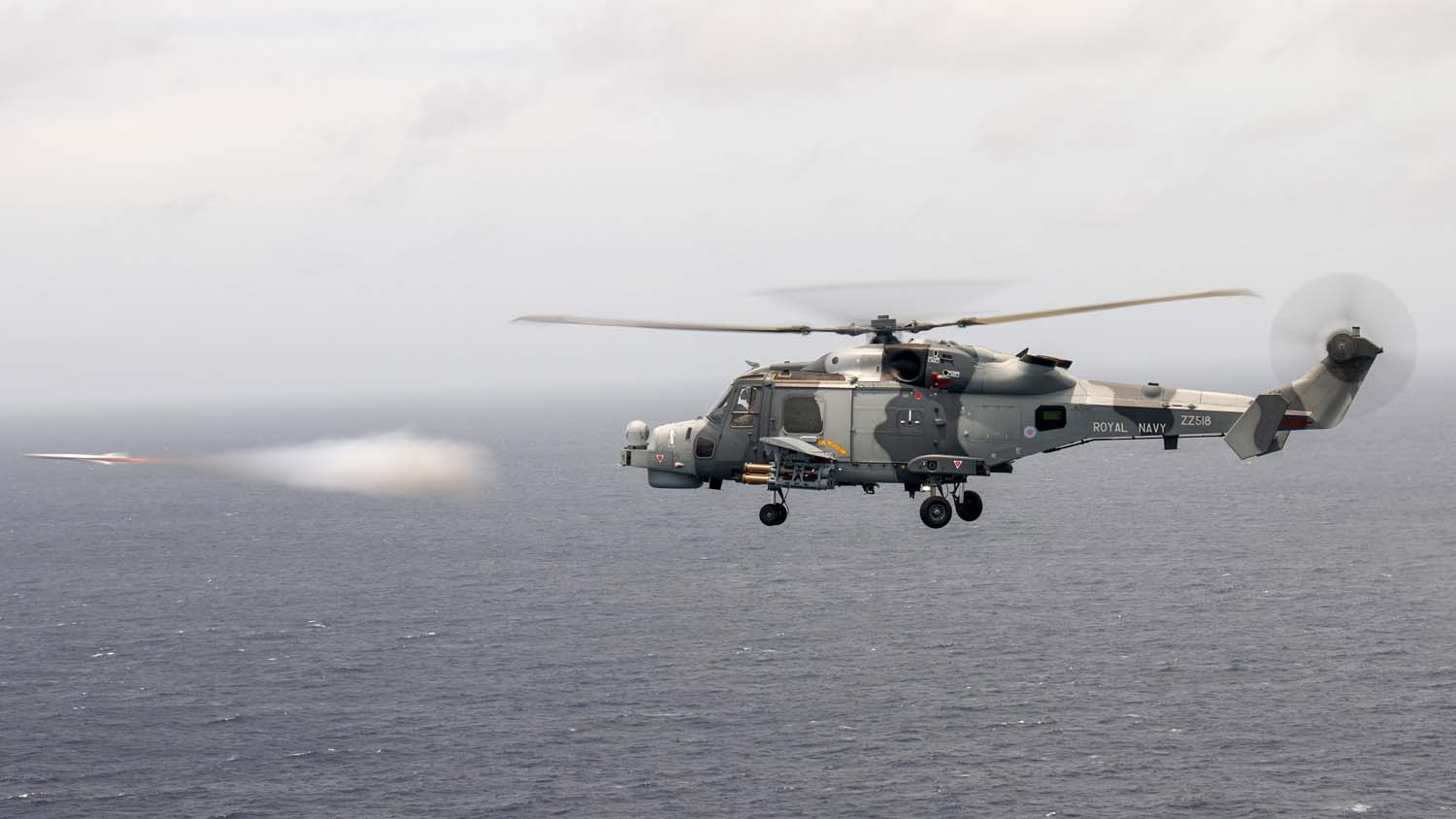 Royal Navy Wildcat Helicopter Tests New Martlet Missile for Defence Against Small Boat Attacks
