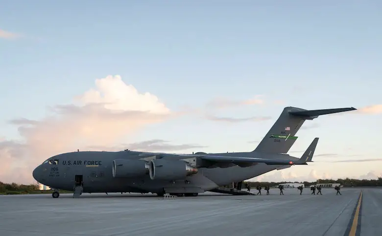 US Air Force Globemasters Practice Deploying Marines from Japan to Wake Island During Exercise Rainier War