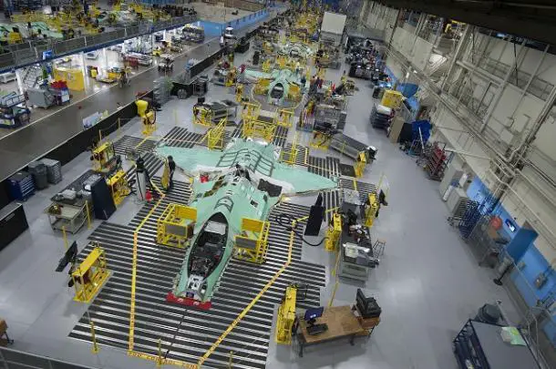 The Lockheed Martin's F-35 production line in Fort Worth, Texas.