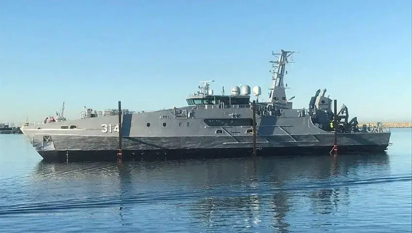Australia's first ‘evolved' Cape-class patrol boat seen after its launch.