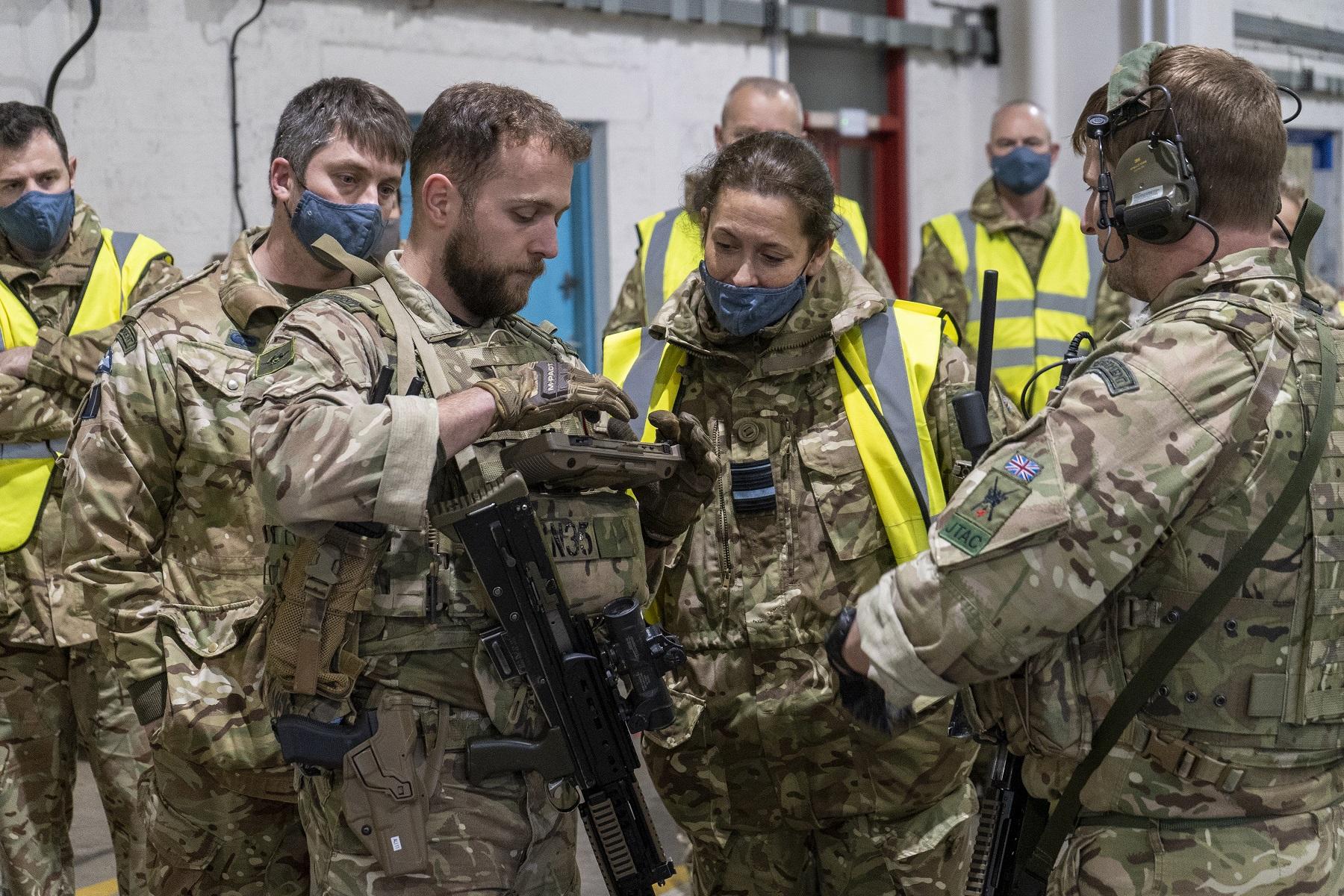 Personnel from 34 Squadron RAF Regiment and other security specialists also deployed to provide an enclave protection and counter-intruder capability. 