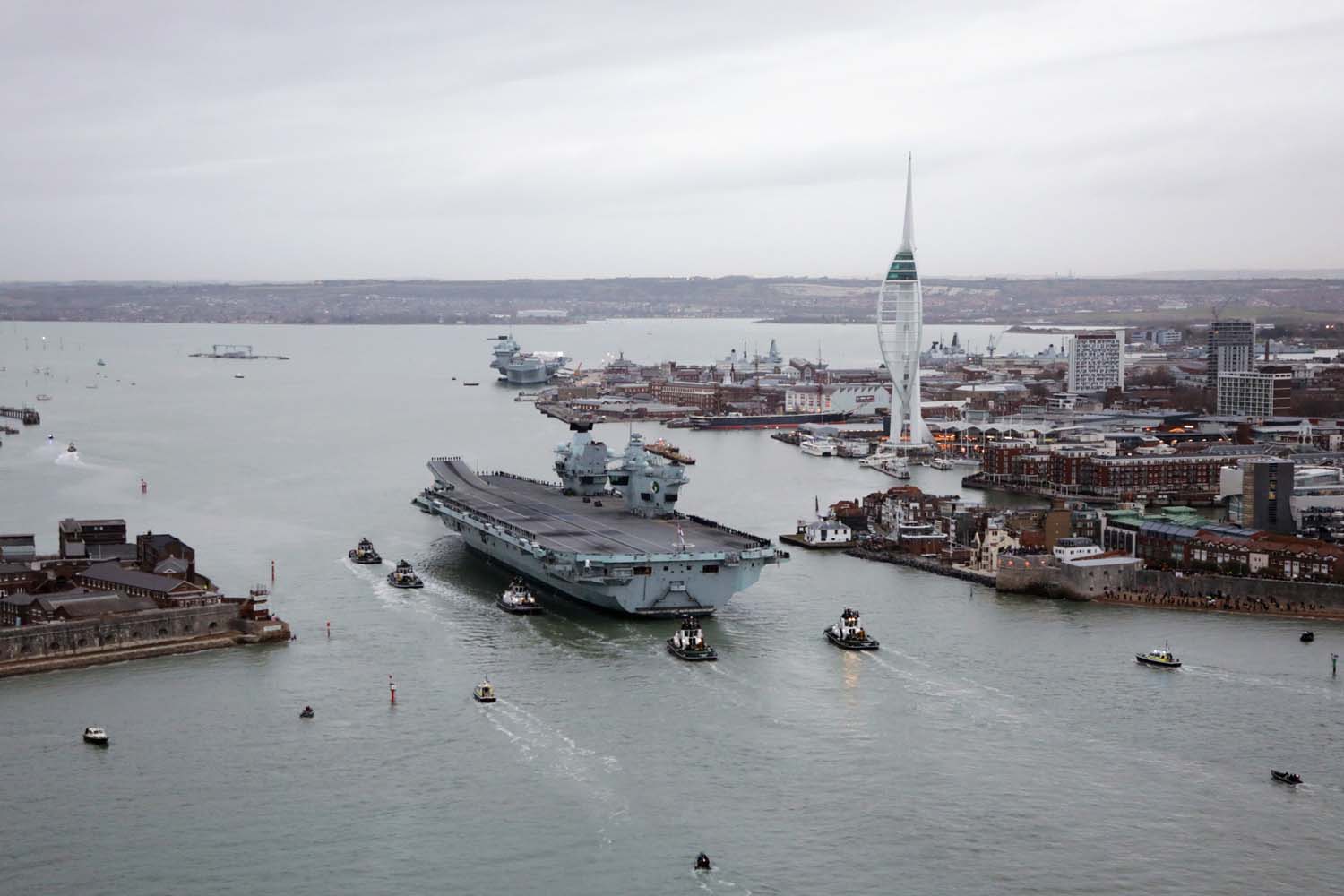 HMS Queen Elizabeth returns to Portsmouth after completing global mission