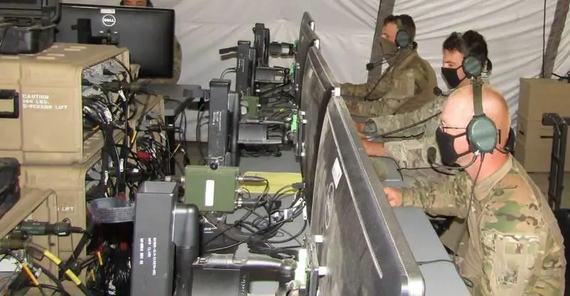The Army conducting the limited user test of its Integrated Battle Command System or IBCS in August 2020 during the coronavirus pandemic. (U.S. Army)