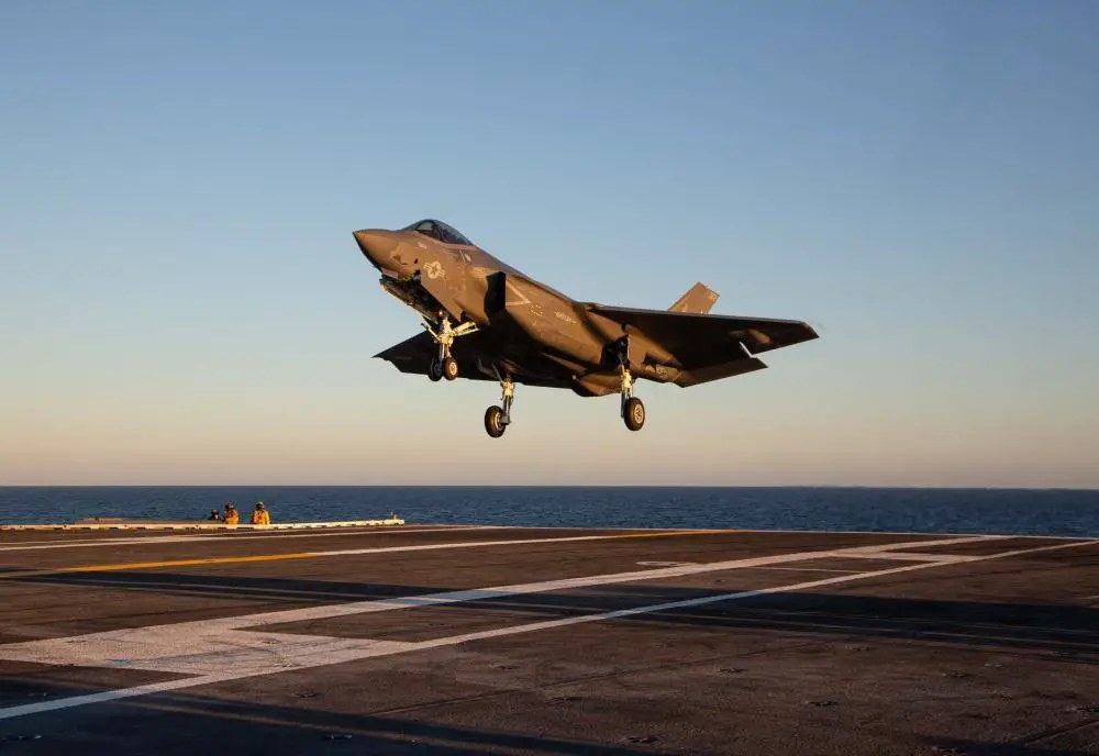 F-35C Lightning II, assigned to Marine Fighter Attack Squadron (VMFA) 314, arrive aboard the USS Abraham Lincoln (CVN 72) as they prepare to deploy alongside the Navy as an integrated part of Carrier Strike Group 3. 