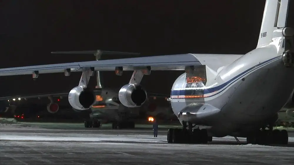 Russian Air Force Ilyushin Il-76s with Airborne Troops Land at Almaty Airfield, Kazakhstan