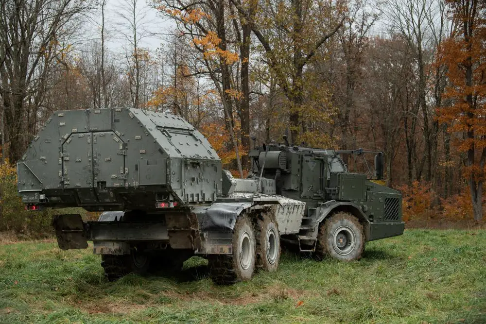 A Swedish Armed Forces highly mobile Archer Artillery System gets into position to fire on Nov. 15, 2021, at Camp Atterbury, IN. 