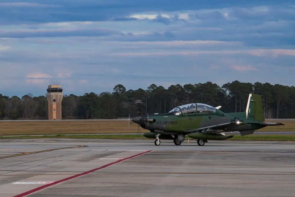 US Air Force AT-6 Wolverine arrives at Moody Air Force Base, Georgia