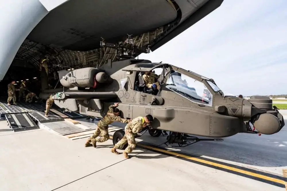 US Army Upgraded AH-64 Version 6 (V6) Apache Helicopters Arrive at Camp Humphreys, South Korea