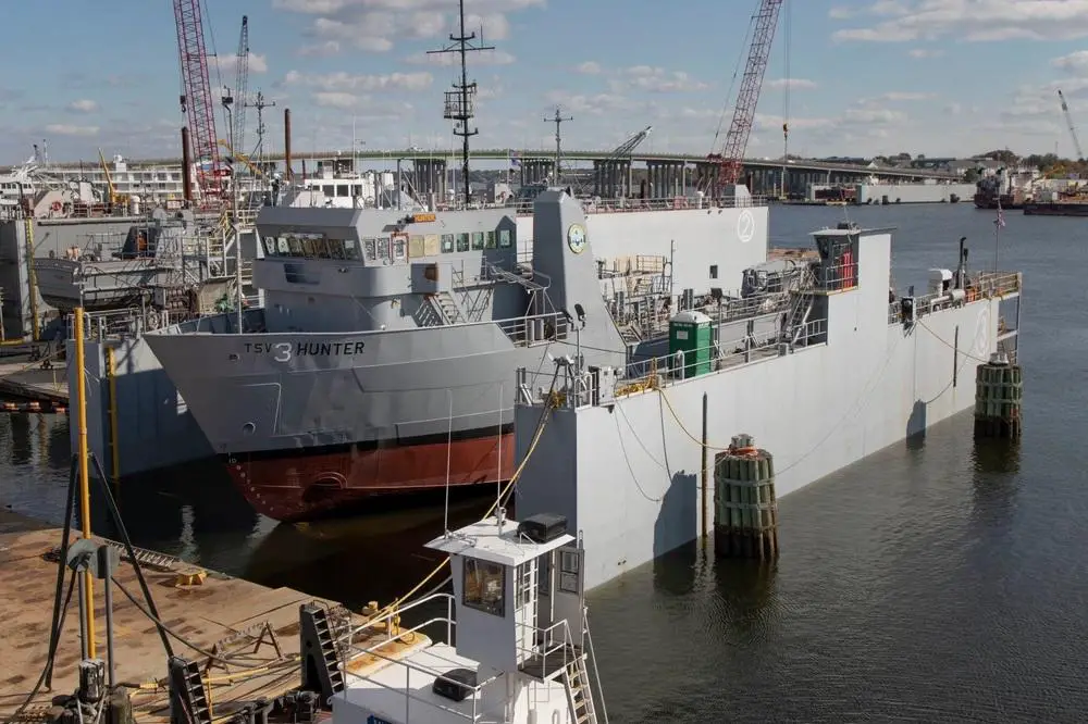 US Navy Training Support Vessel USNS Hunter (TSV 3) Completes Availability On-Time