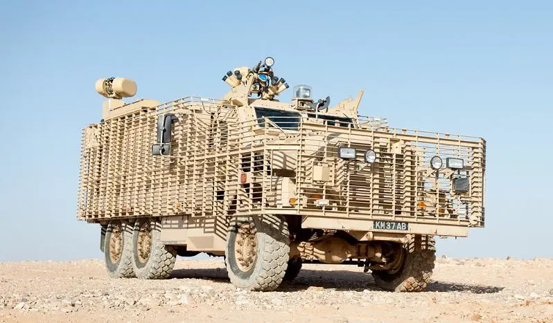British Army Mastiff heavily armoured 6 x six-wheel-drive patrol vehicle