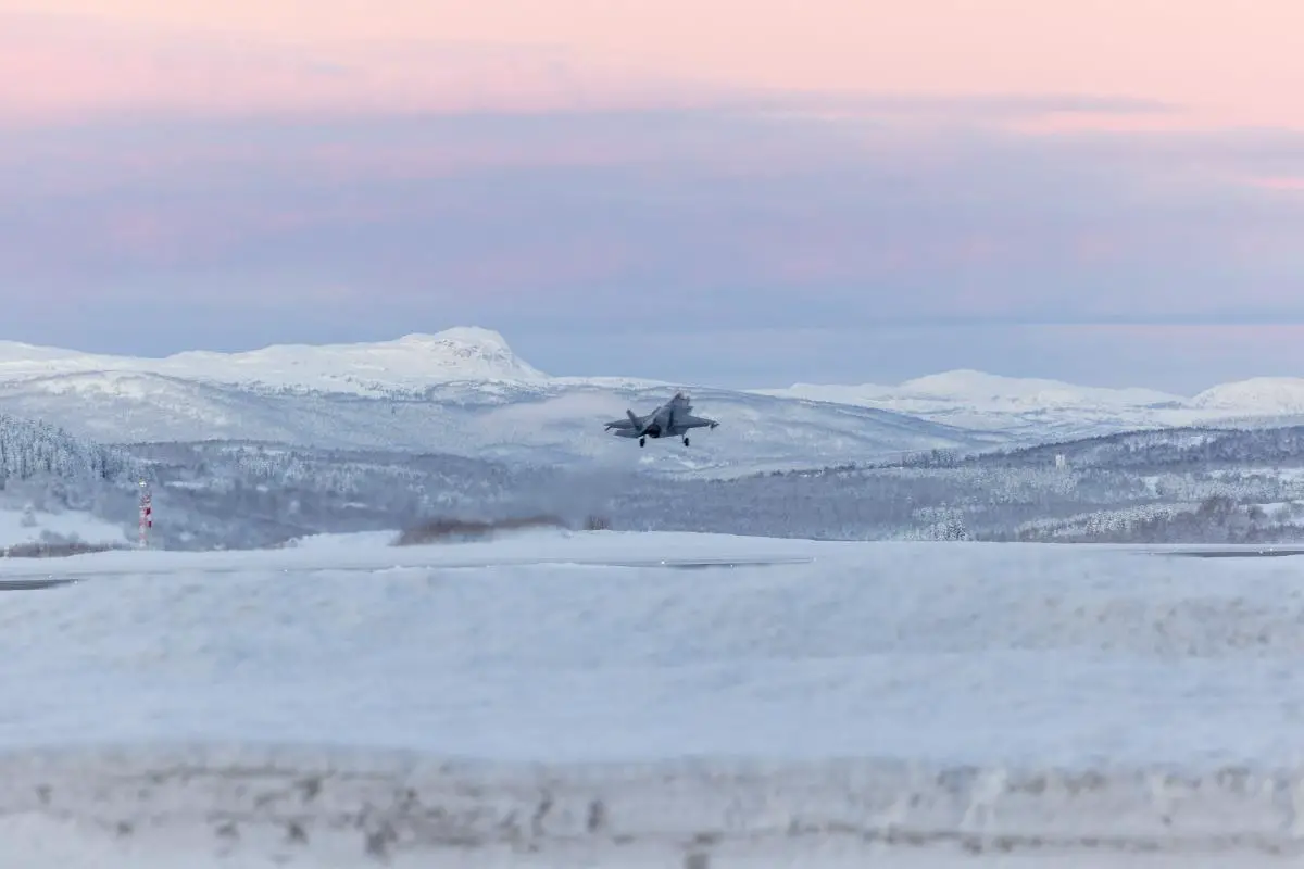 F-35 taking of at Evenes air port, Norwegians QRA air base in the High North.