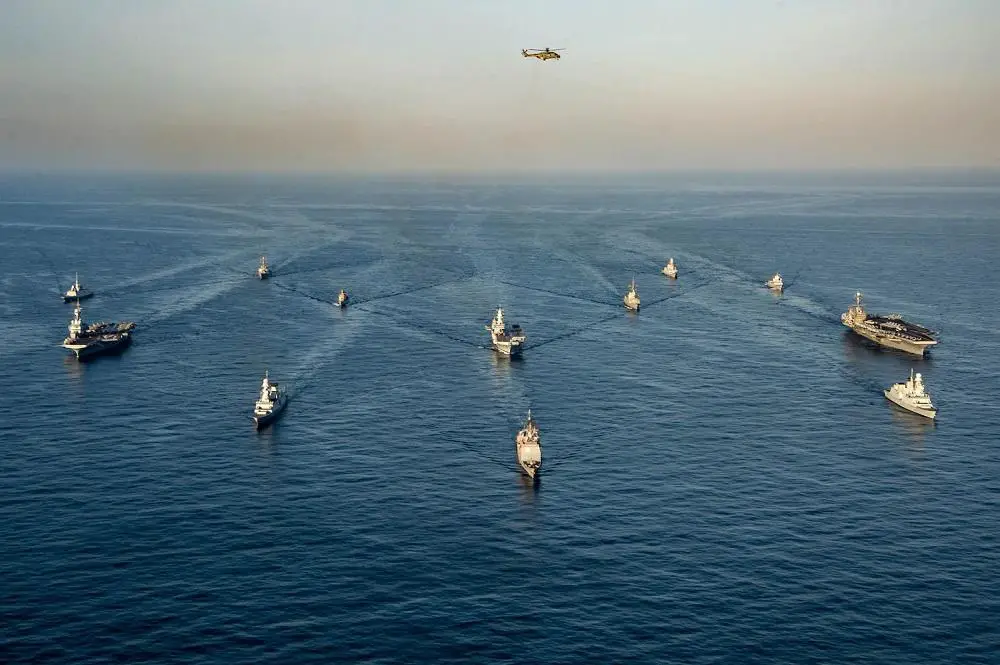 American French and Italian Carrier Strike Groups Sail Together in the Mediterranean Sea